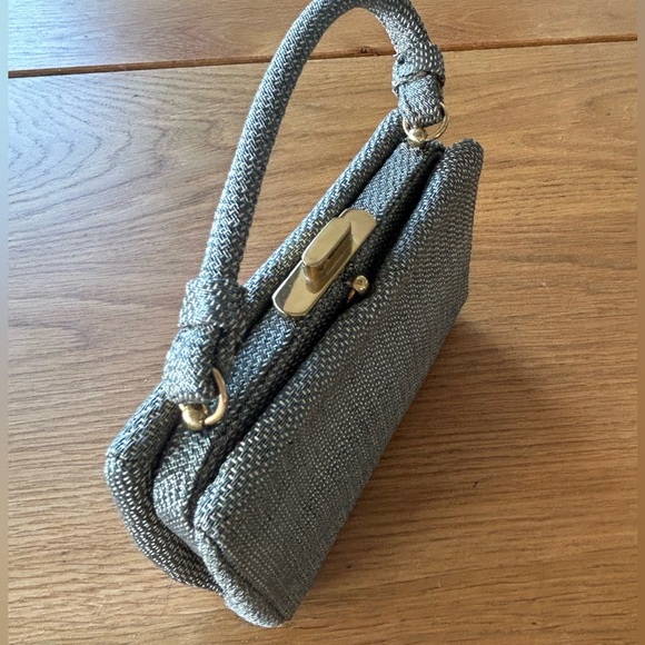 Koret 1950s/1960s designer handbag , woven silver grey with brass hardware . - Picture 2 of 15